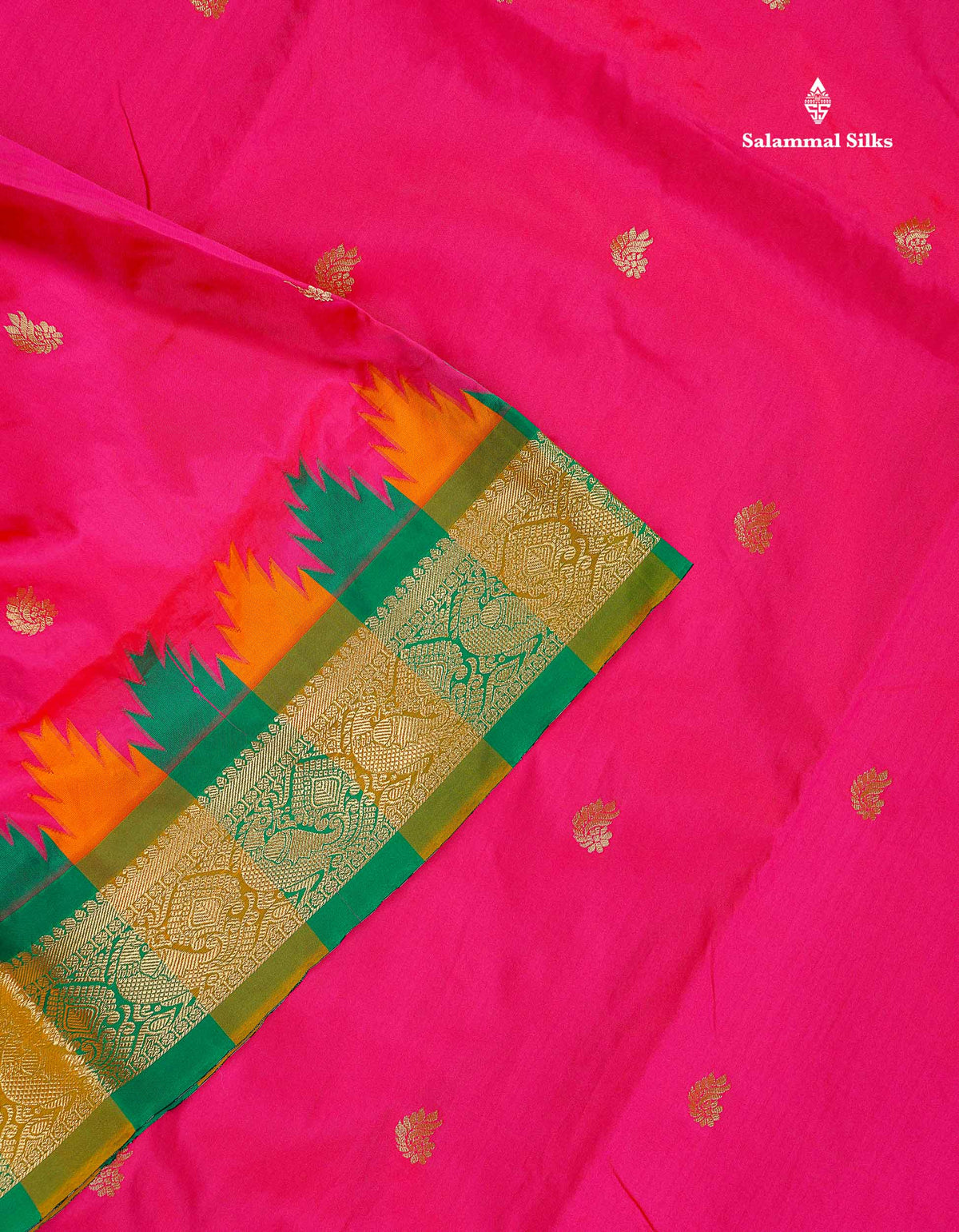 Semi Silk Saree - Petrol Blue Colour Body Zari Butta With Temple Border | 9.5 Yards