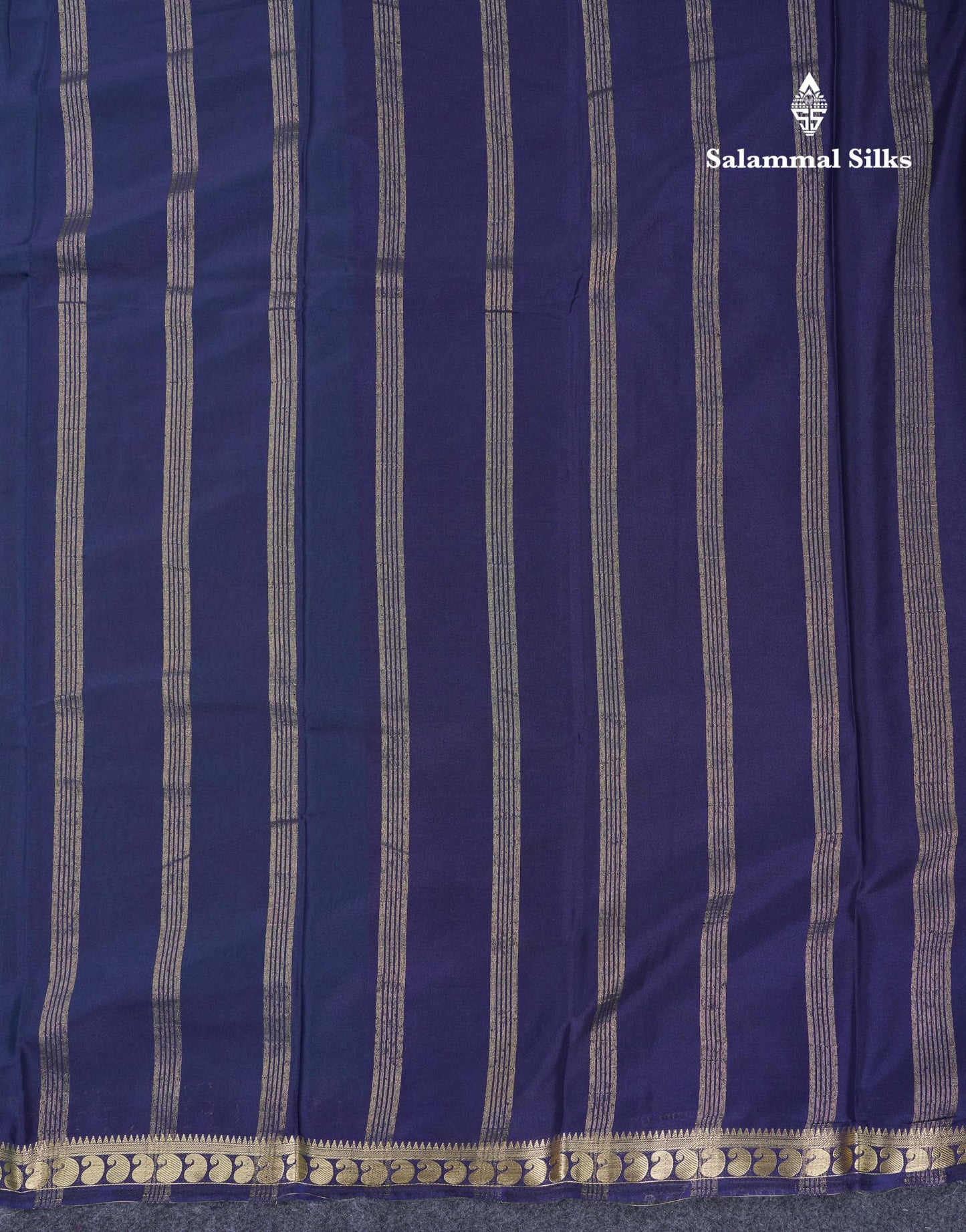 Beautiful Light Ramar Blue Plain Semi Mysore Silk Saree With Contrast Navy Blue Traditional Small Border