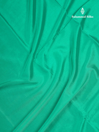 Beautiful Light Ramar Blue Plain Semi Mysore Silk Saree With Contrast Navy Blue Traditional Small Border