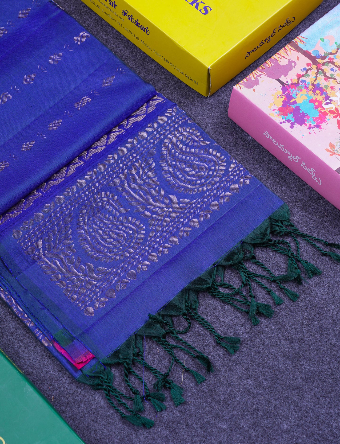 Beautiful Dual Tone Blue Pure Kanjivaram Soft Silk Saree With Blouse