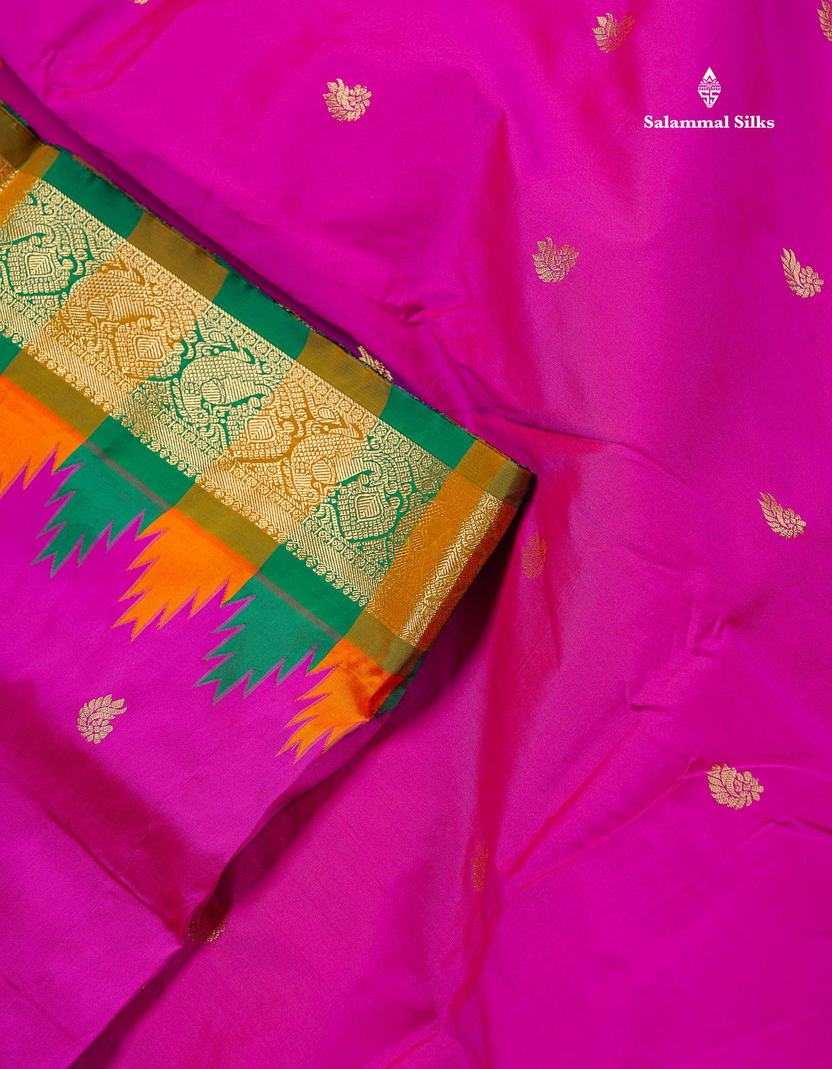 Semi Silk Saree - Petrol Blue Colour Body Zari Butta With Temple Border | 9.5 Yards