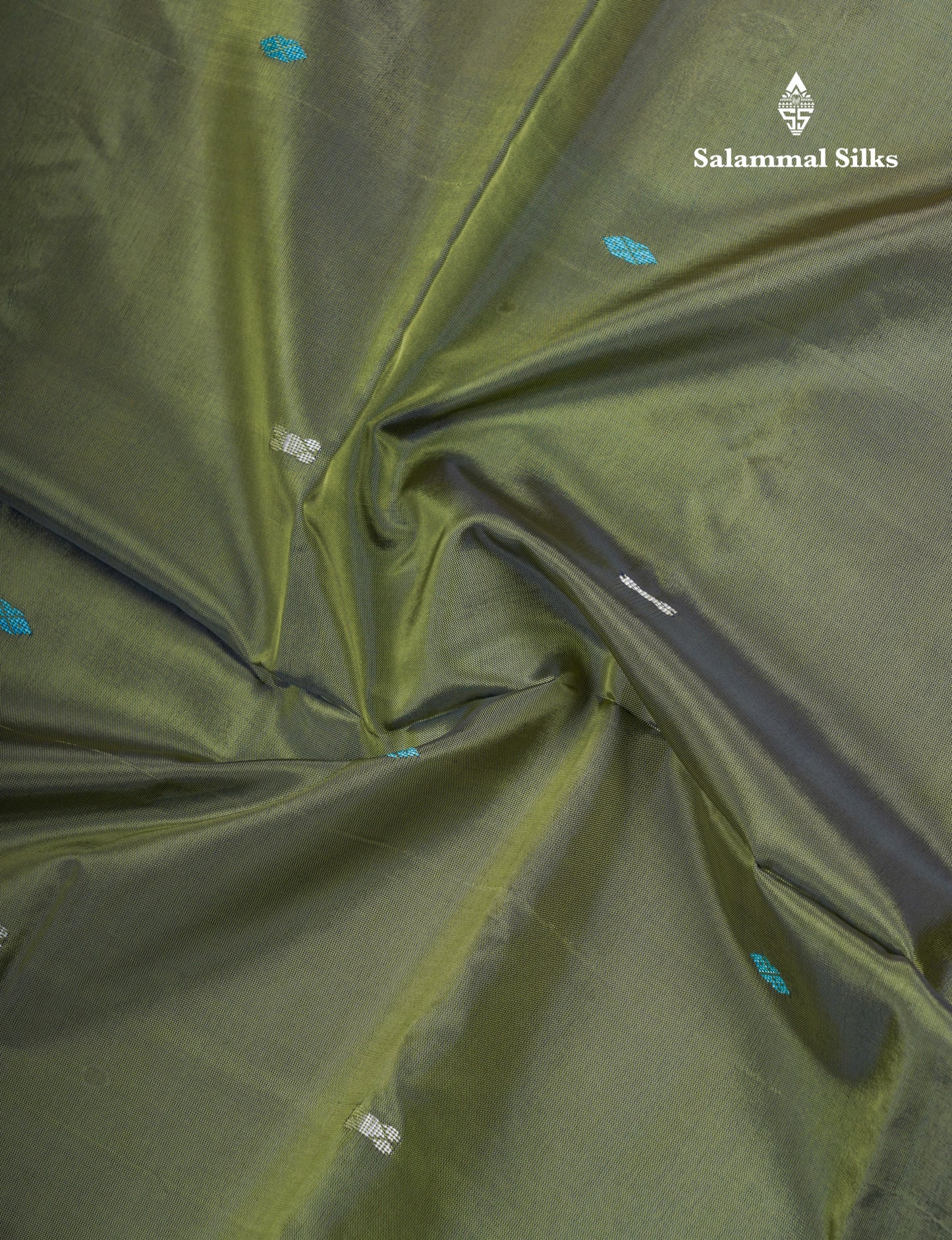 Olive Green Thread work Buttas Banana Pinth Saree (Vaazhainaar Pattu) With Contrast Pink Blouse