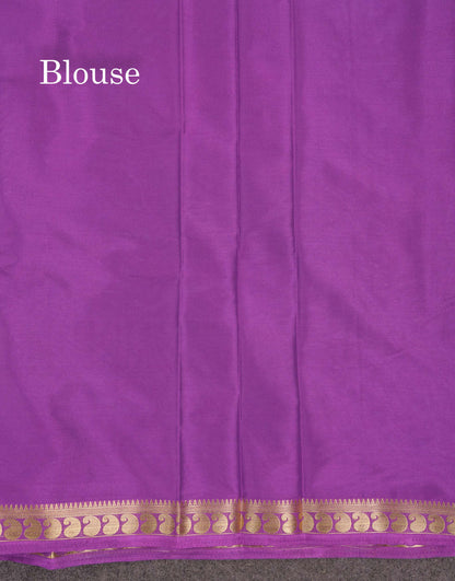 Beautiful Light Ramar Blue Plain Semi Mysore Silk Saree With Contrast Navy Blue Traditional Small Border