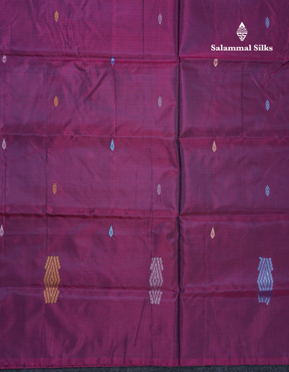 Magenta Thread work Buttas Banana Pinth Saree (Vaazhainaar Pattu) With Contrast Saffire Green Blouse