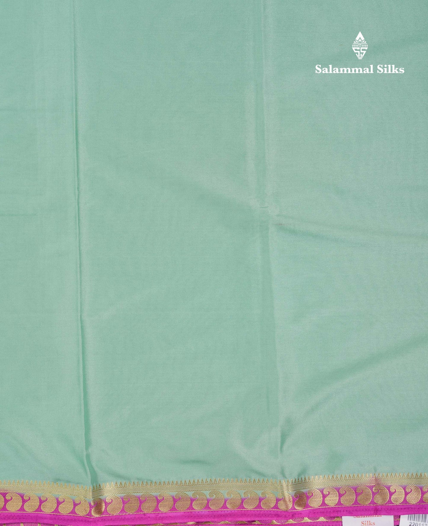 Beautiful Light Ramar Blue Plain Semi Mysore Silk Saree With Contrast Navy Blue Traditional Small Border