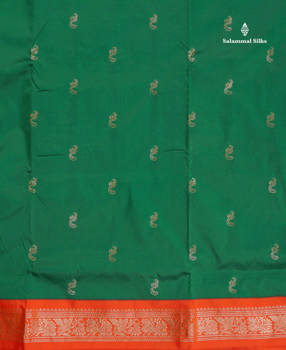 Semi Silk Saree - Blue Colour Body Zari Butta With Pink Border | 9.5 Yards