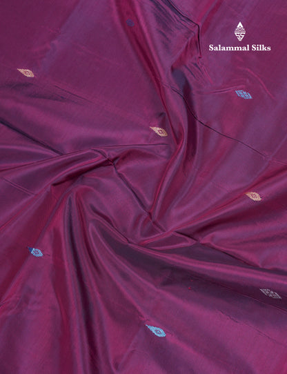 Magenta Thread work Buttas Banana Pinth Saree (Vaazhainaar Pattu) With Contrast Saffire Green Blouse