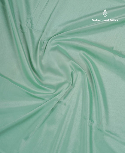 Beautiful Light Ramar Blue Plain Semi Mysore Silk Saree With Contrast Navy Blue Traditional Small Border