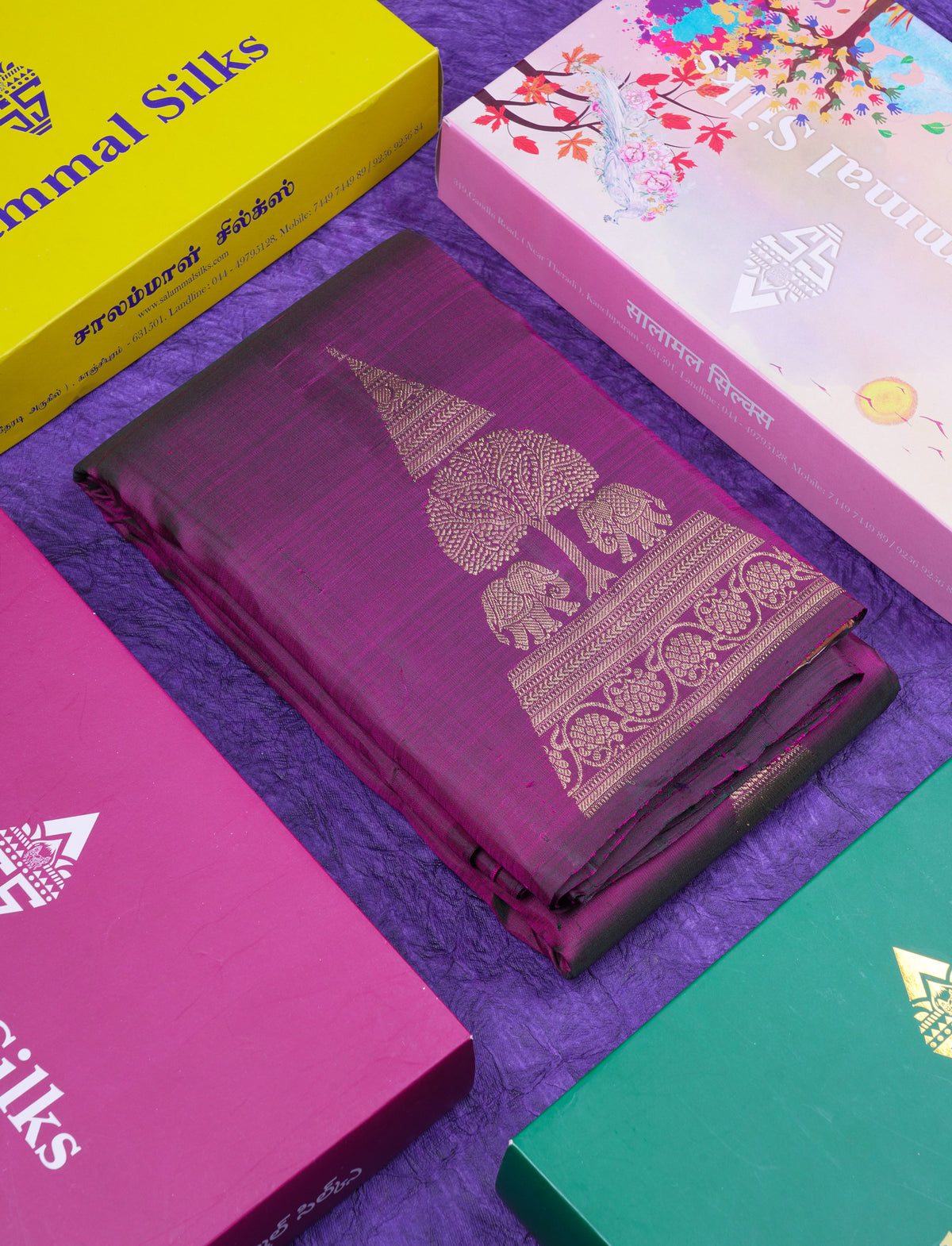 Beautiful Dark Purple Fancy Pure Kanjivaram Silk Saree With Blouse
