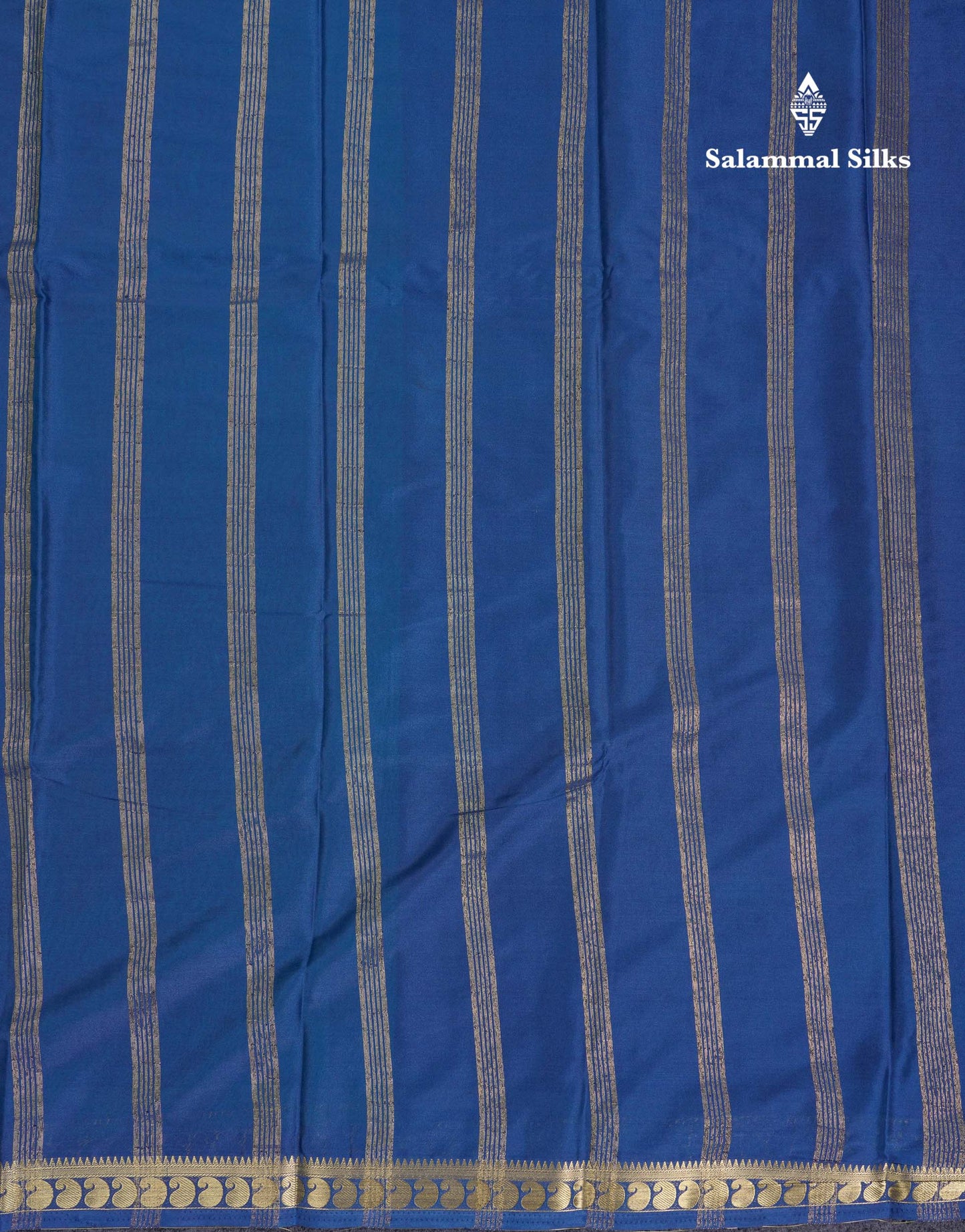 Beautiful Light Ramar Blue Plain Semi Mysore Silk Saree With Contrast Navy Blue Traditional Small Border