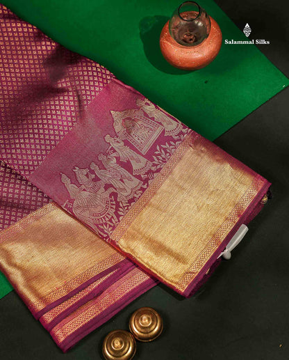 Beautiful Magenta Bridal Pure Kanjivaram Silk Saree With Traditional Pallaku Border