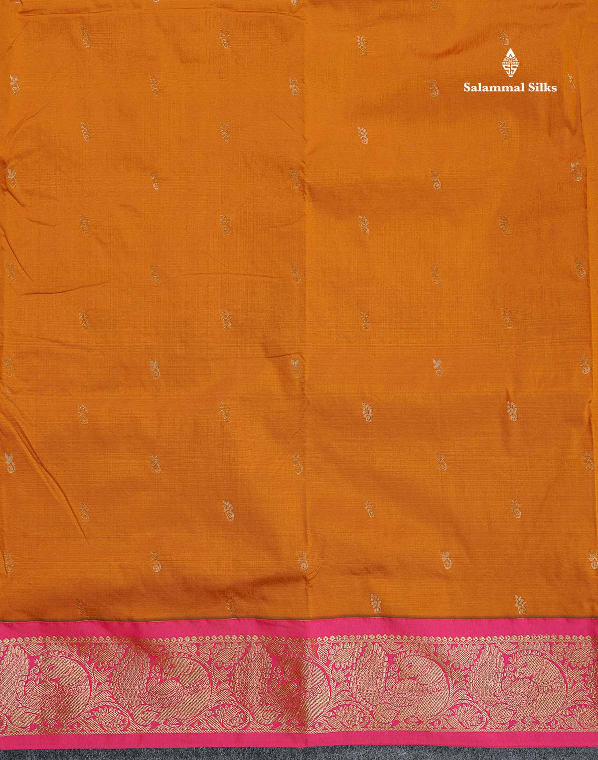 Semi Silk Saree - Rust Orange Colour Body Zari Butta With Pink Border | 9.5 Yards