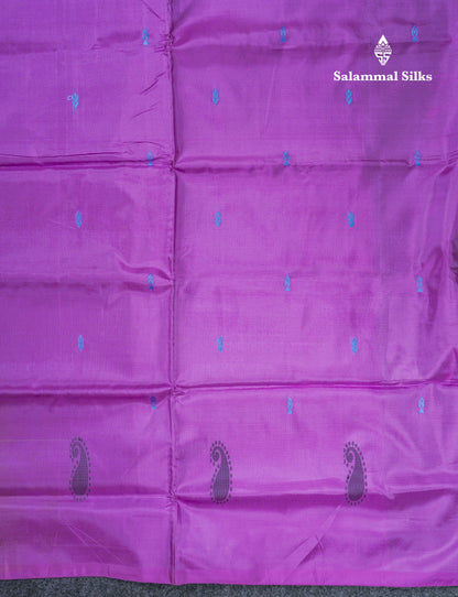 Pink Thread work Buttas Banana Pinth Saree (Vaazhainaar Pattu) With Contrast Violet Blouse