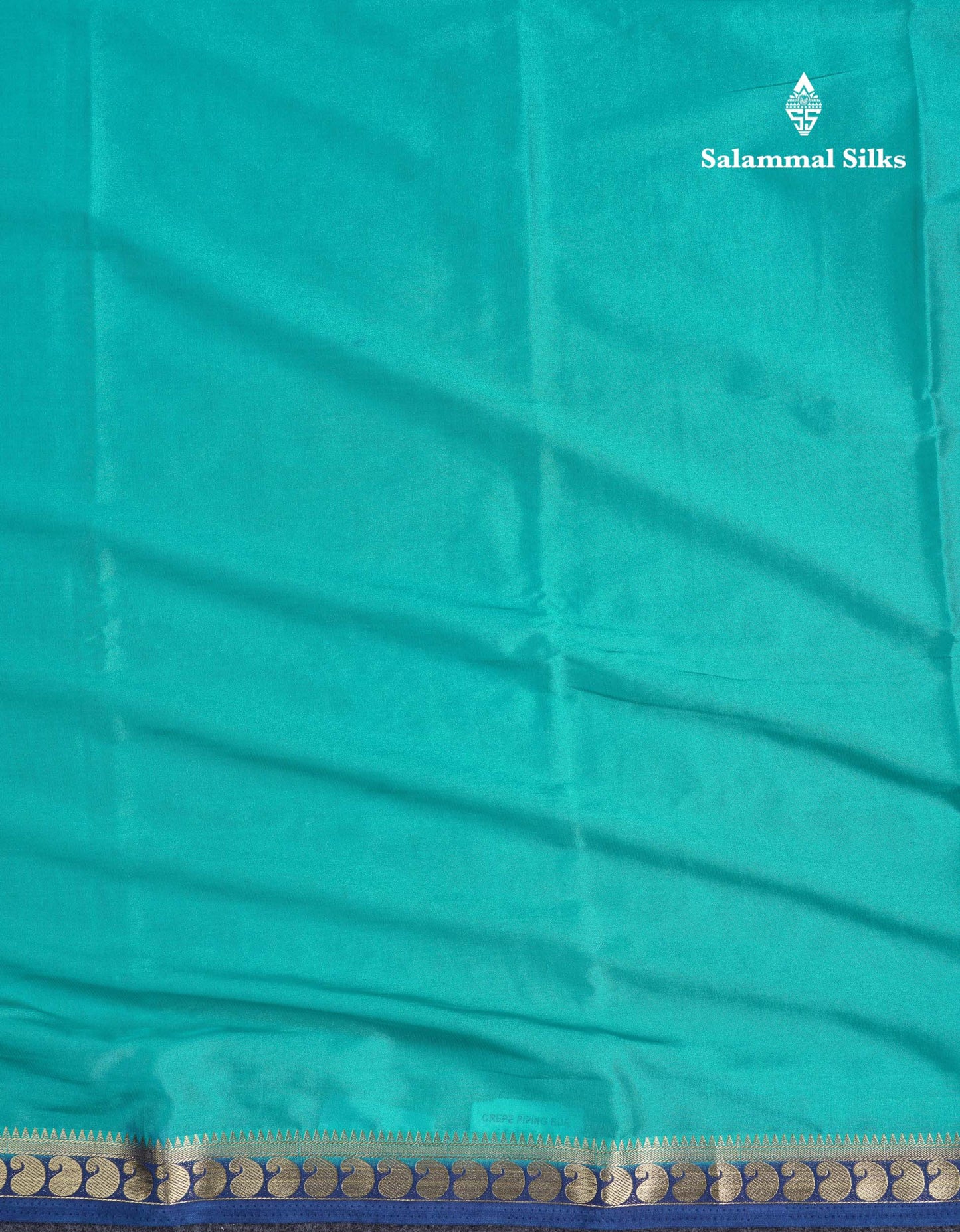 Beautiful Light Ramar Blue Plain Semi Mysore Silk Saree With Contrast Navy Blue Traditional Small Border