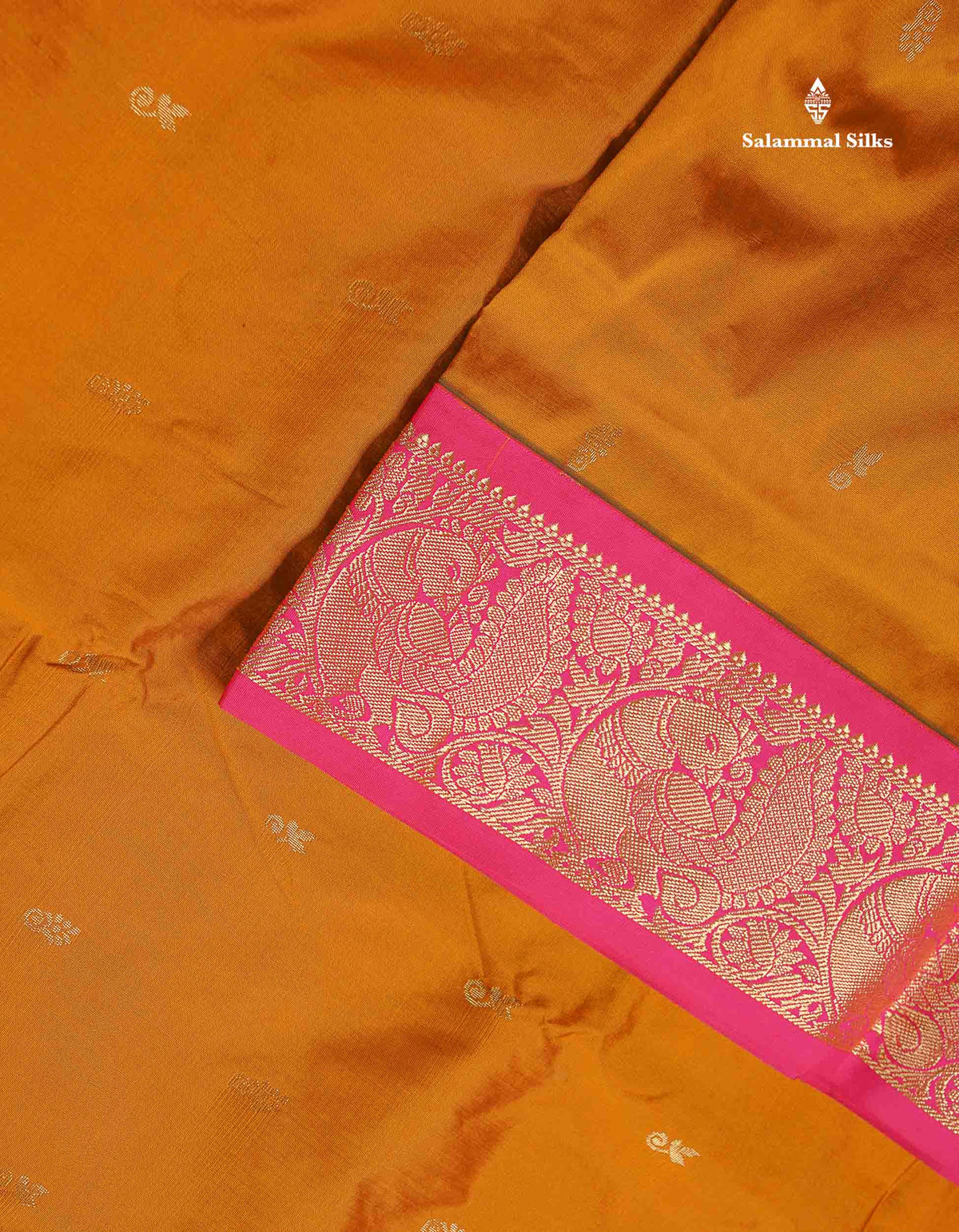 Semi Silk Saree - Rust Orange Colour Body Zari Butta With Pink Border | 9.5 Yards