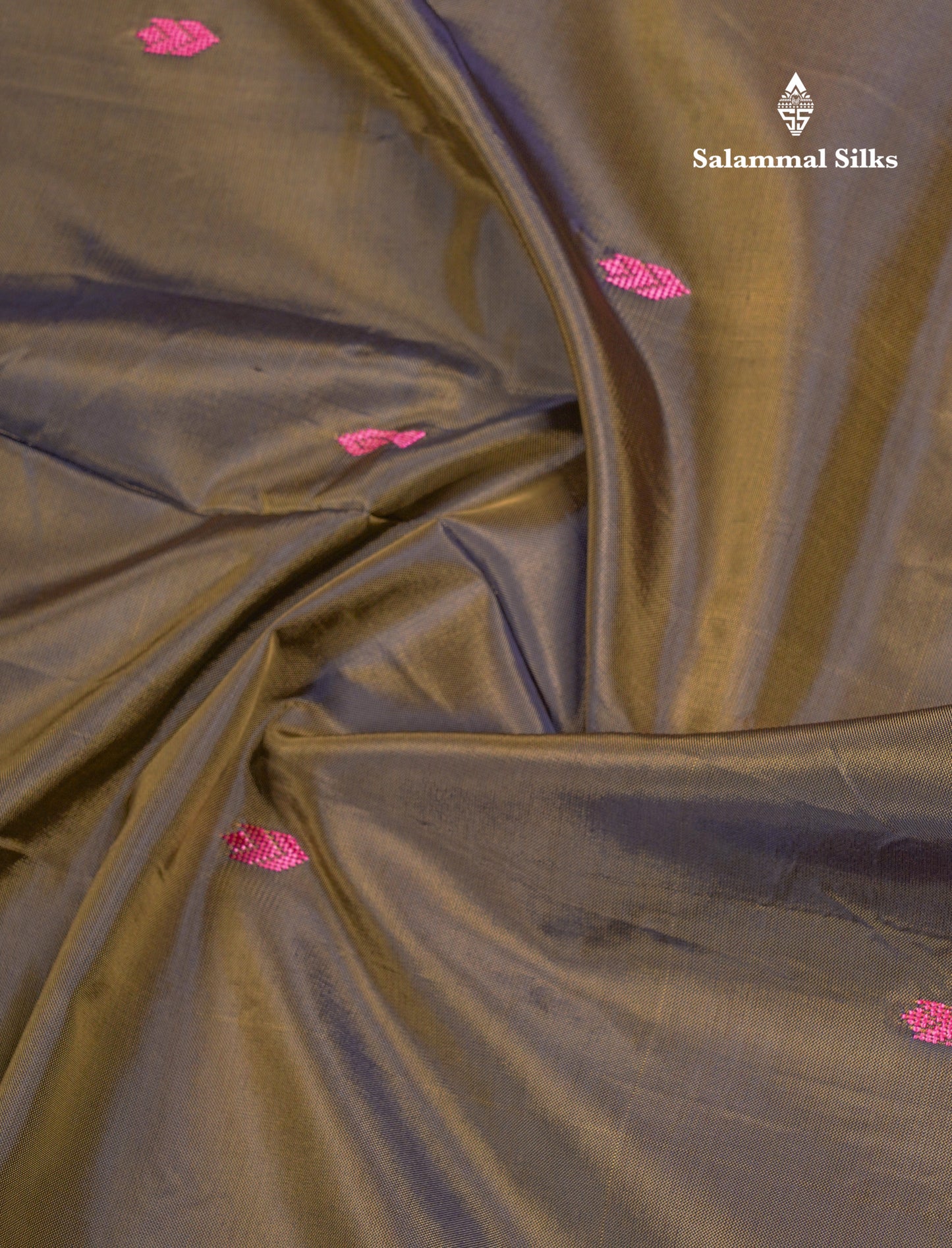 Pink Thread work Buttas Banana Pinth Saree (Vaazhainaar Pattu) With Contrast Violet Blouse