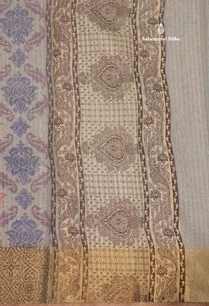 Multicolour Colour Tissue Kota Cotton Printed Saree With Brown Border
