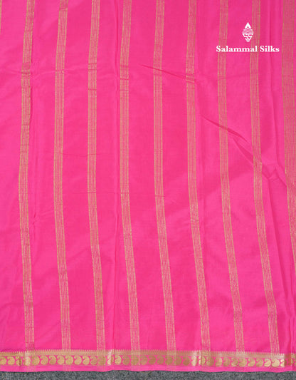Beautiful Light Ramar Blue Plain Semi Mysore Silk Saree With Contrast Navy Blue Traditional Small Border