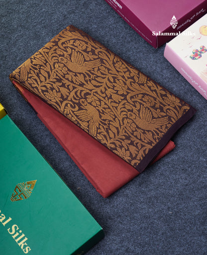 Beautiful Rust Orange Plain Pure Sungudi Cotton Saree With Contrast Brown Long Border