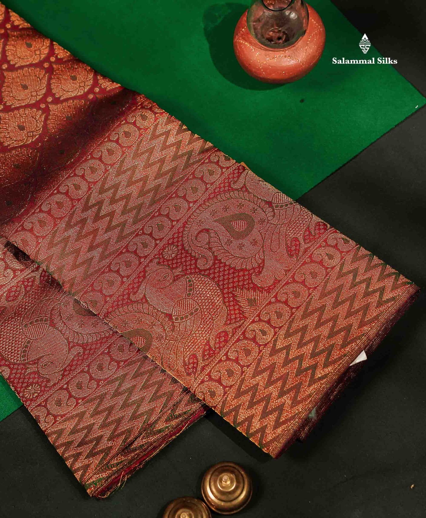 Beautiful Dark Maroon Menakari Work Bridal Pure Kanjivaram Silk Saree With Traditional Border