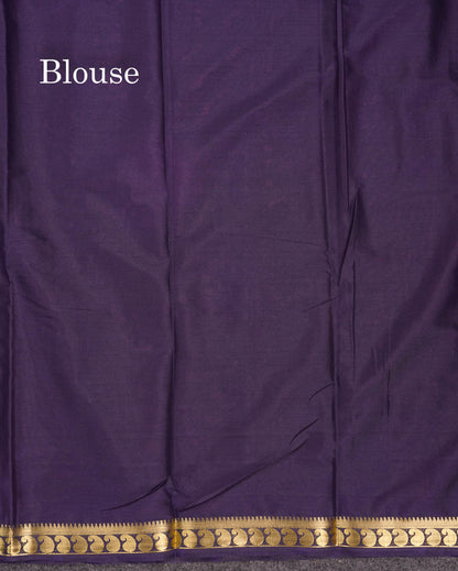 Beautiful Light Ramar Blue Plain Semi Mysore Silk Saree With Contrast Navy Blue Traditional Small Border