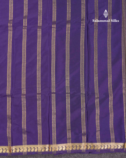 Beautiful Light Ramar Blue Plain Semi Mysore Silk Saree With Contrast Navy Blue Traditional Small Border