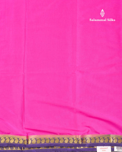 Beautiful Light Ramar Blue Plain Semi Mysore Silk Saree With Contrast Navy Blue Traditional Small Border