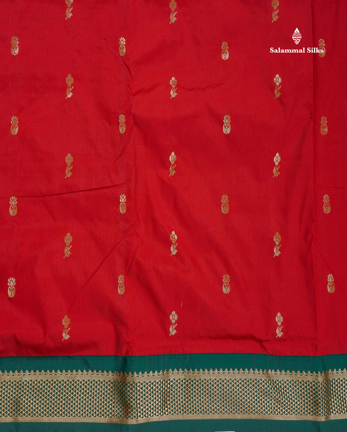 Semi Silk Saree - Maroon Colour Body Zari Butta With Bottle Green Border | 9.5 Yards