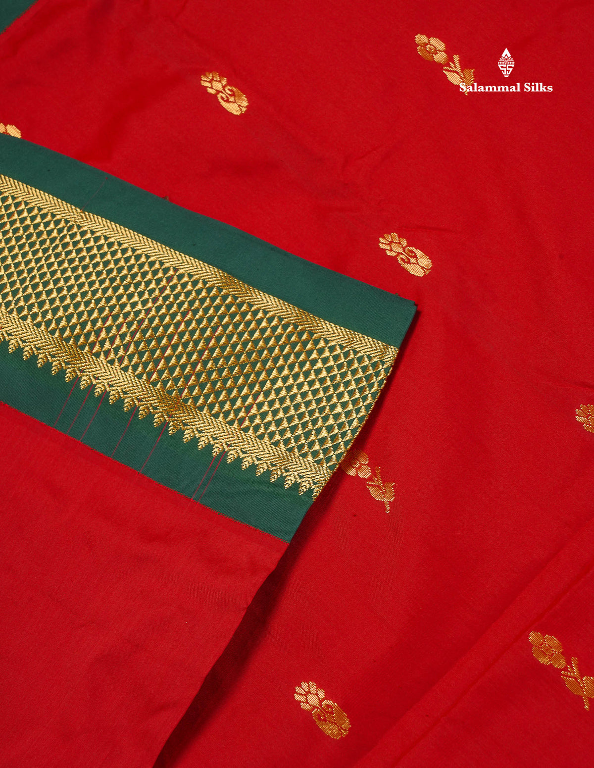 Semi Silk Saree - Maroon Colour Body Zari Butta With Bottle Green Border | 9.5 Yards