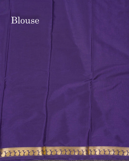 Beautiful Light Ramar Blue Plain Semi Mysore Silk Saree With Contrast Navy Blue Traditional Small Border