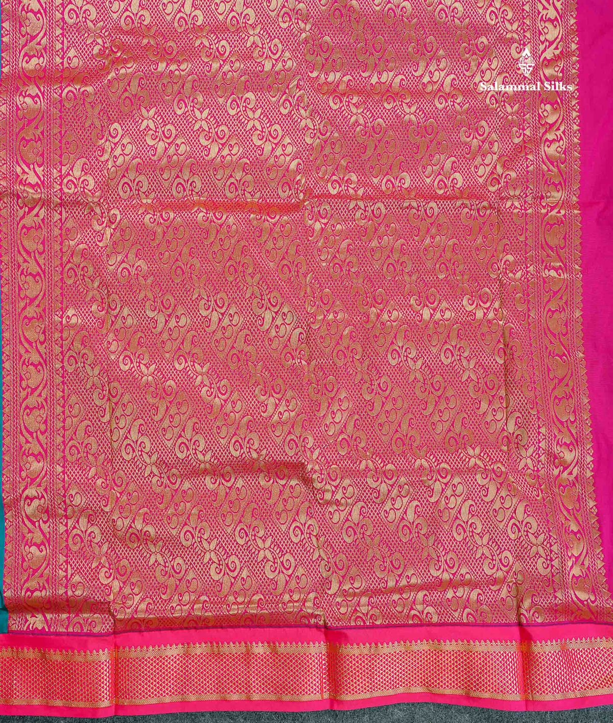 Semi Silk Saree - Brinjal Colour Body With Zari Butta & Pink Border | 9.5 Yards