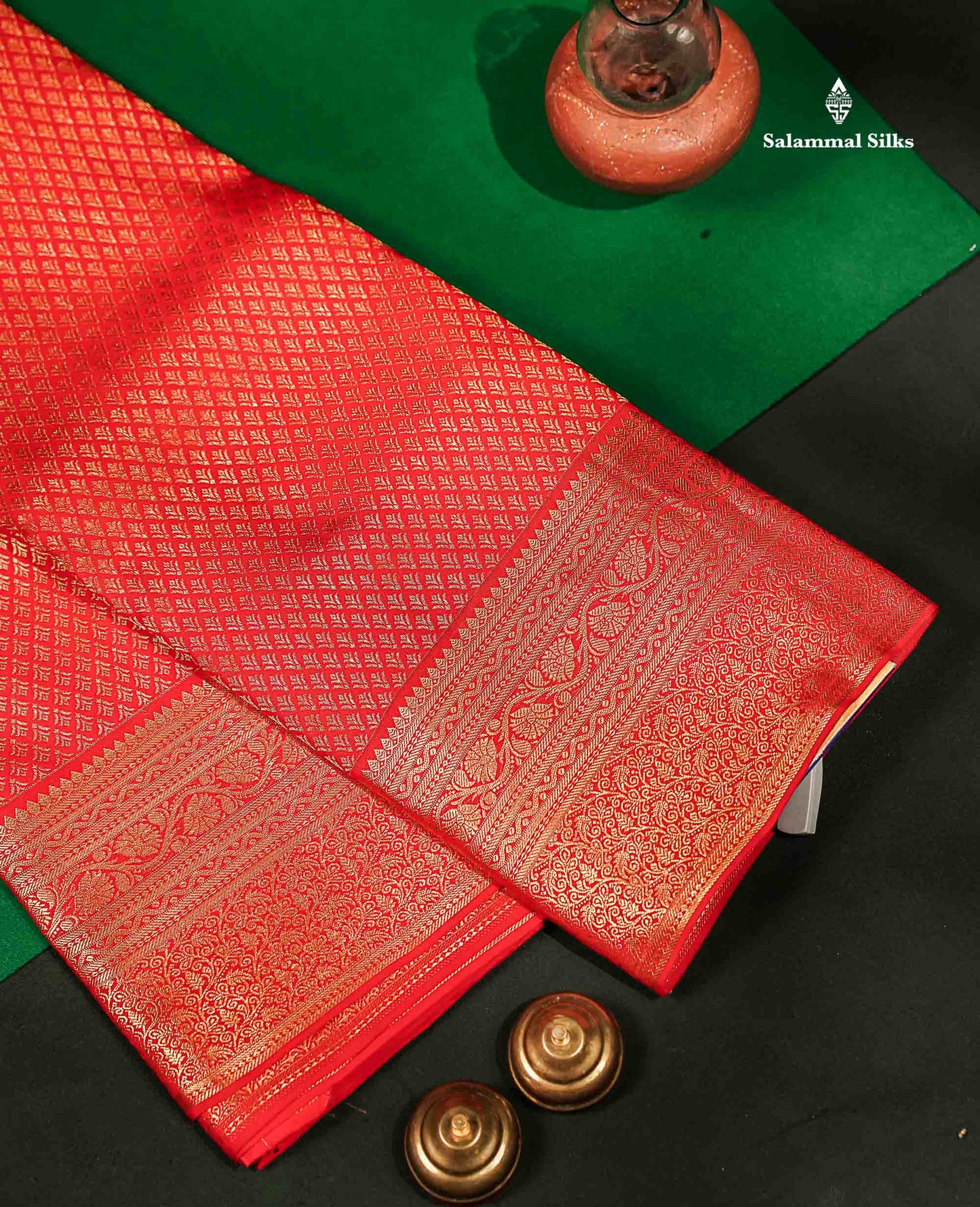 Beautiful Redish Maroon Bridal Pure Kanjivaram Silk Saree With Traditional Border