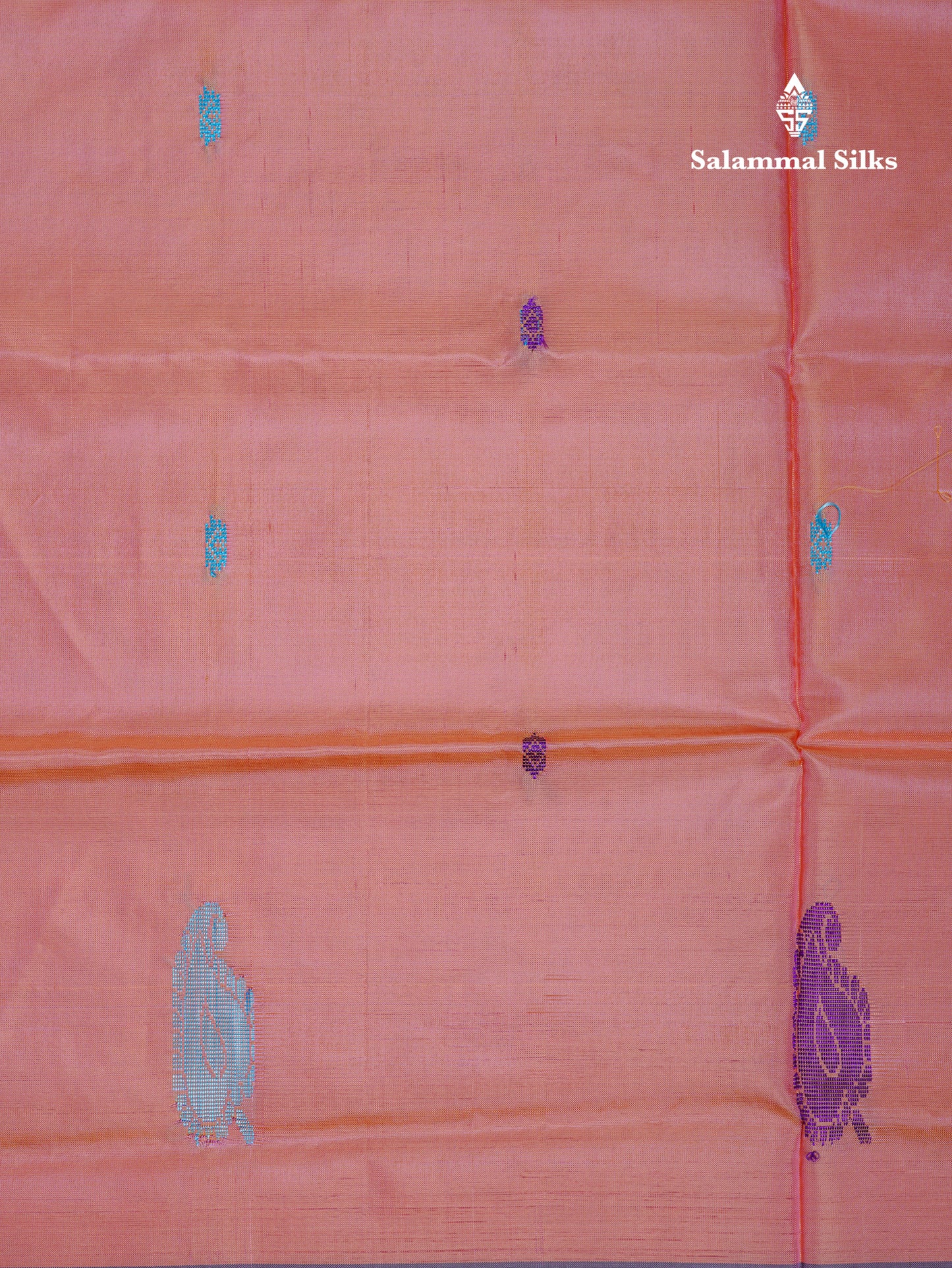 Dark Peach Thread work Buttas Banana Pinth Saree (Vaazhainaar Pattu) With Contrast Army Greene Blouse