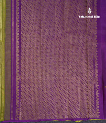 Beautiful Pista Green Fancy Pure Kanjivaram Silk Saree With Contrast Dark Purple Blouse