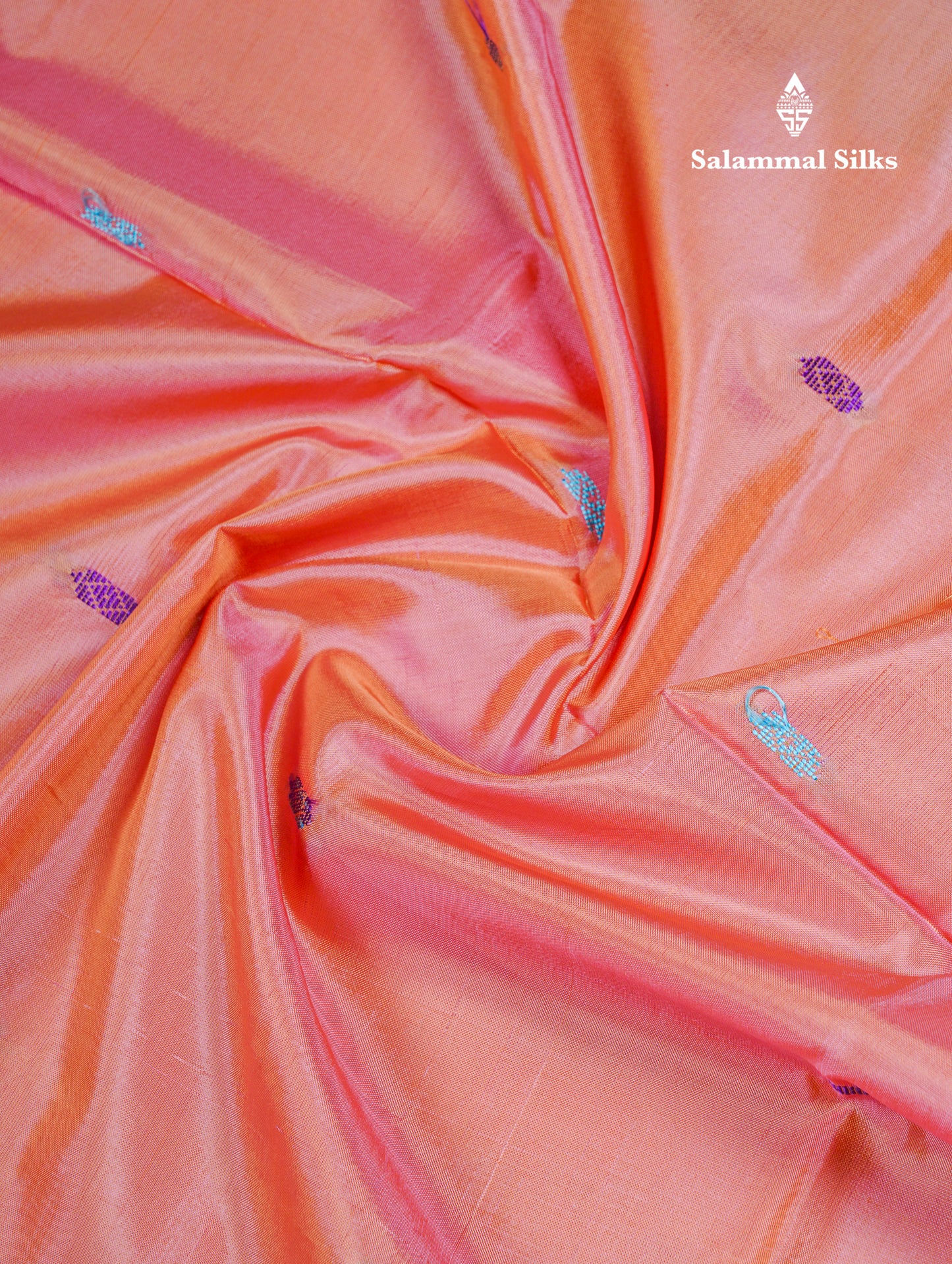 Dark Peach Thread work Buttas Banana Pinth Saree (Vaazhainaar Pattu) With Contrast Army Greene Blouse