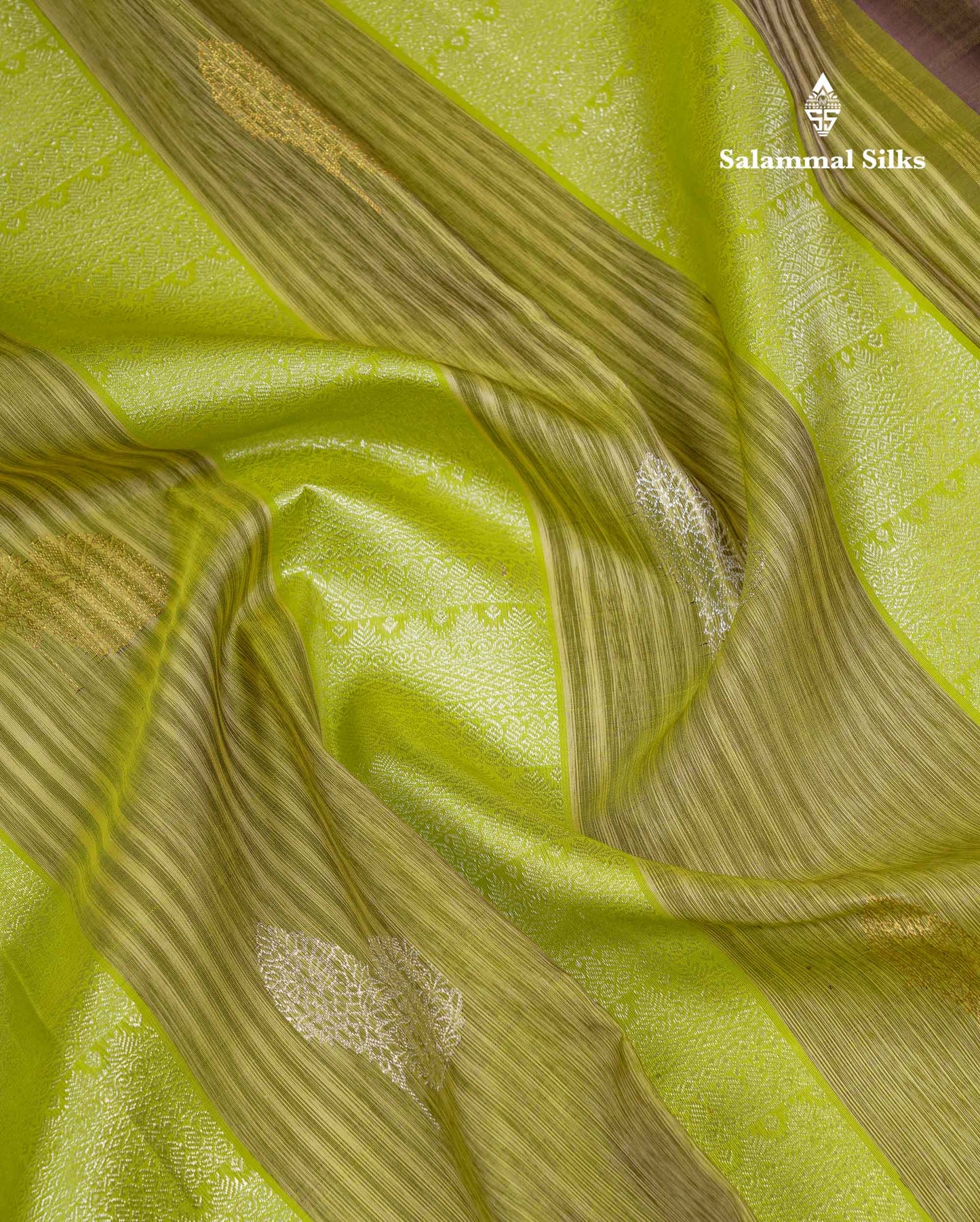 Beautiful Pista Green Fancy Pure Kanjivaram Silk Saree With Contrast Dark Purple Blouse