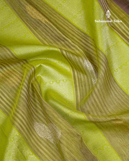 Beautiful Pista Green Fancy Pure Kanjivaram Silk Saree With Contrast Dark Purple Blouse