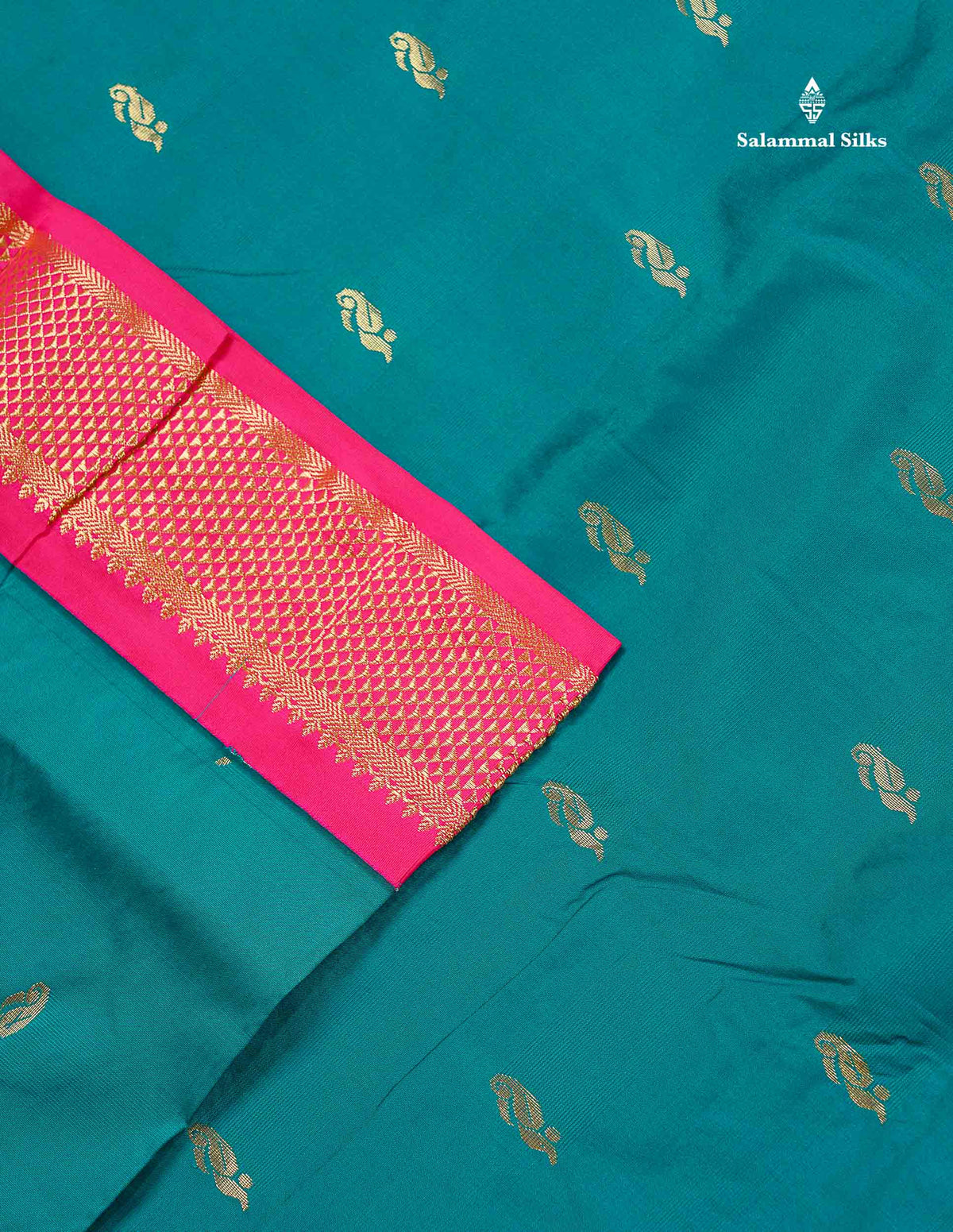 Semi Silk Saree - Brinjal Colour Body With Zari Butta & Pink Border | 9.5 Yards