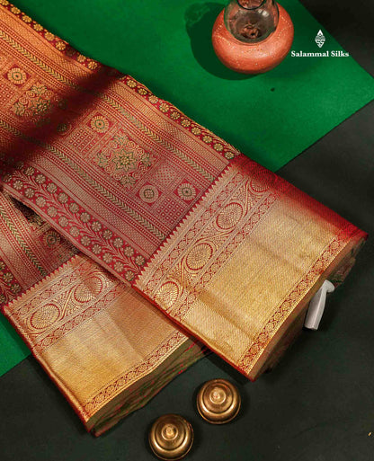 Beautiful Dark Maroon Bridal Meenakari Work Pure Kanjivaram Silk Saree With Traditional Border