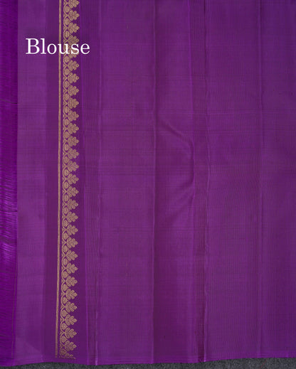 Beautiful Pista Green Fancy Pure Kanjivaram Silk Saree With Contrast Dark Purple Blouse