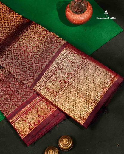 Beautiful Dark Brown Bridal Menakari Work Pure Kanjivaram Silk Saree With Traditional Evening Morning Border