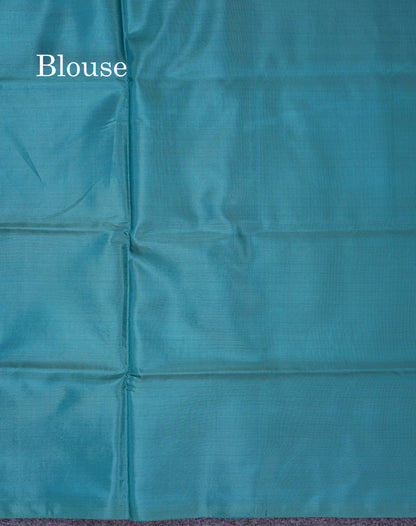 Manthulir Yellow Thread work Buttas Banana Pinth Saree (Vaazhainaar Pattu) With Contrast Teal Greene Blouse