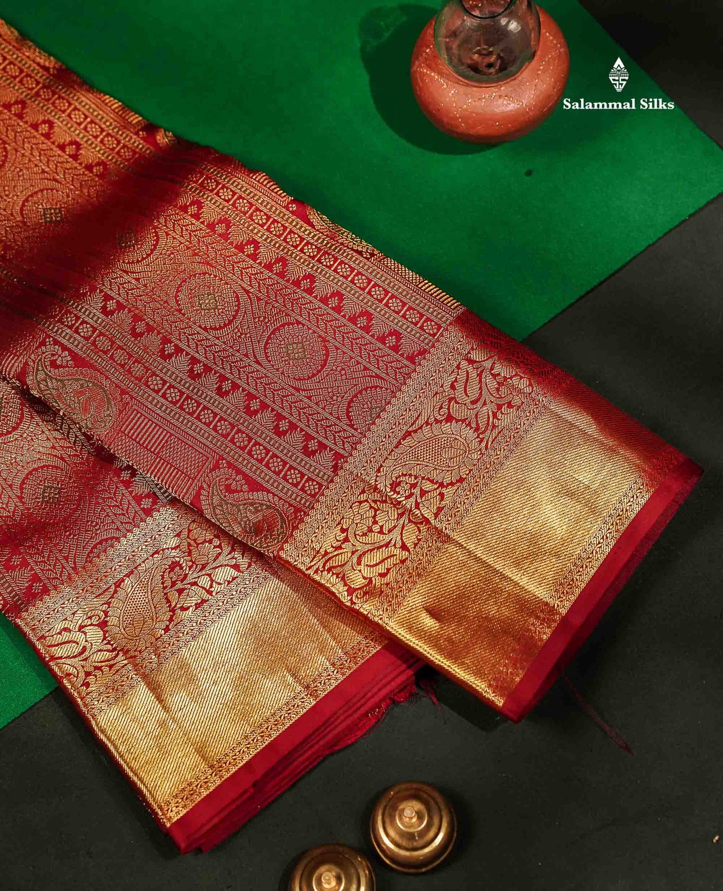 Beautiful Dark Maroon Menakari Work Bridal Pure Kanjivaram Silk Saree With Traditional Border