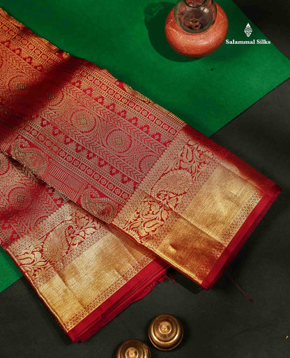 Beautiful Dark Maroon Menakari Work Bridal Pure Kanjivaram Silk Saree With Traditional Border