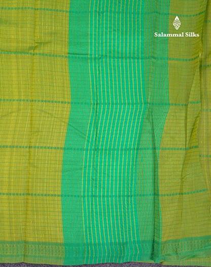 Beautiful Manthulir Green Jute Cotton Mix Fancy Saree With Traditional Small Border