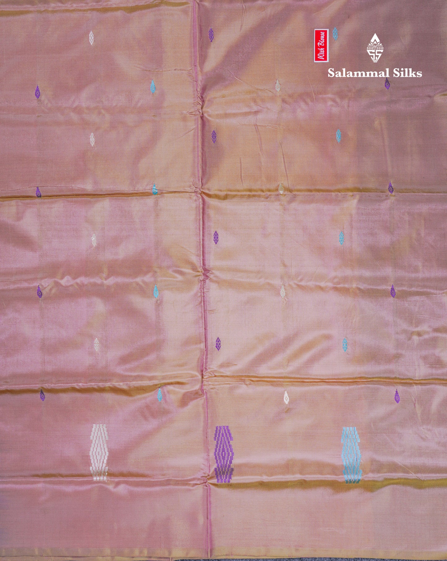 Green Shade Thread work Buttas Banana Pinth Saree (Vaazhainaar Pattu) With Contrast Baby Pink Blouse