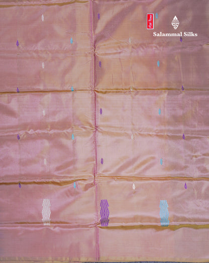 Green Shade Thread work Buttas Banana Pinth Saree (Vaazhainaar Pattu) With Contrast Baby Pink Blouse