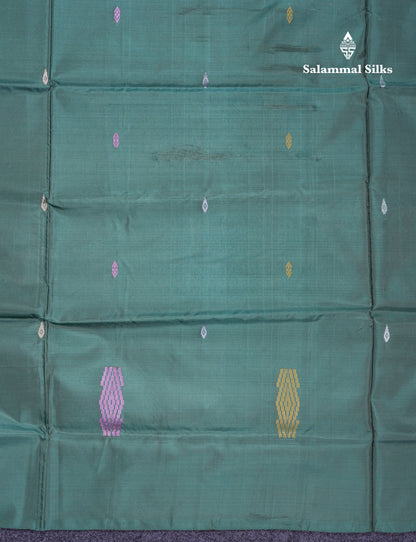Green Shade Thread work Buttas Banana Pinth Saree (Vaazhainaar Pattu) With Contrast Baby Pink Blouse