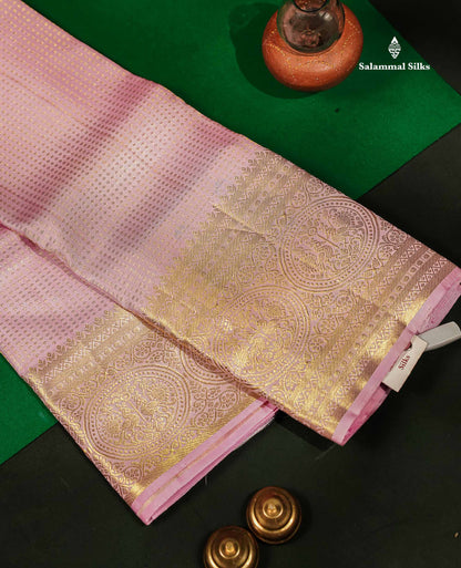 Beautiful Baby Pink Bridal Pure Kanjivaram Silk Saree With Traditional Border