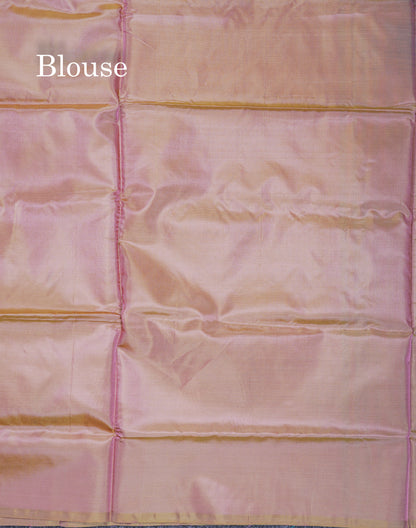 Green Shade Thread work Buttas Banana Pinth Saree (Vaazhainaar Pattu) With Contrast Baby Pink Blouse